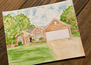 8x10 house watercolor portrait