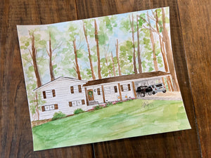 8x10 house watercolor portrait